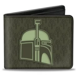 Loungefly New Star Wars Boba Fett Helmet + Mandalorian Crest Kyr'Bes Skull Bi-Fold Wallet