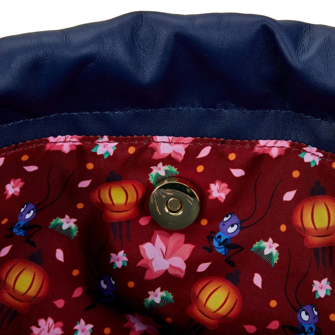 New Loungefly Disney Mulan Castle Cinch Sack Crossbody 5 New Loungefly Disney Mulan Castle Cinch Sack Crossbody