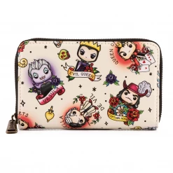Funko Pop! By Loungefly Disney Villains Tattoo Aop Ziparound Wallet New