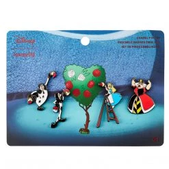 New Loungefly Disney Alice In Wonderland Painting The Roses Red 4PC Enamel Pin Set