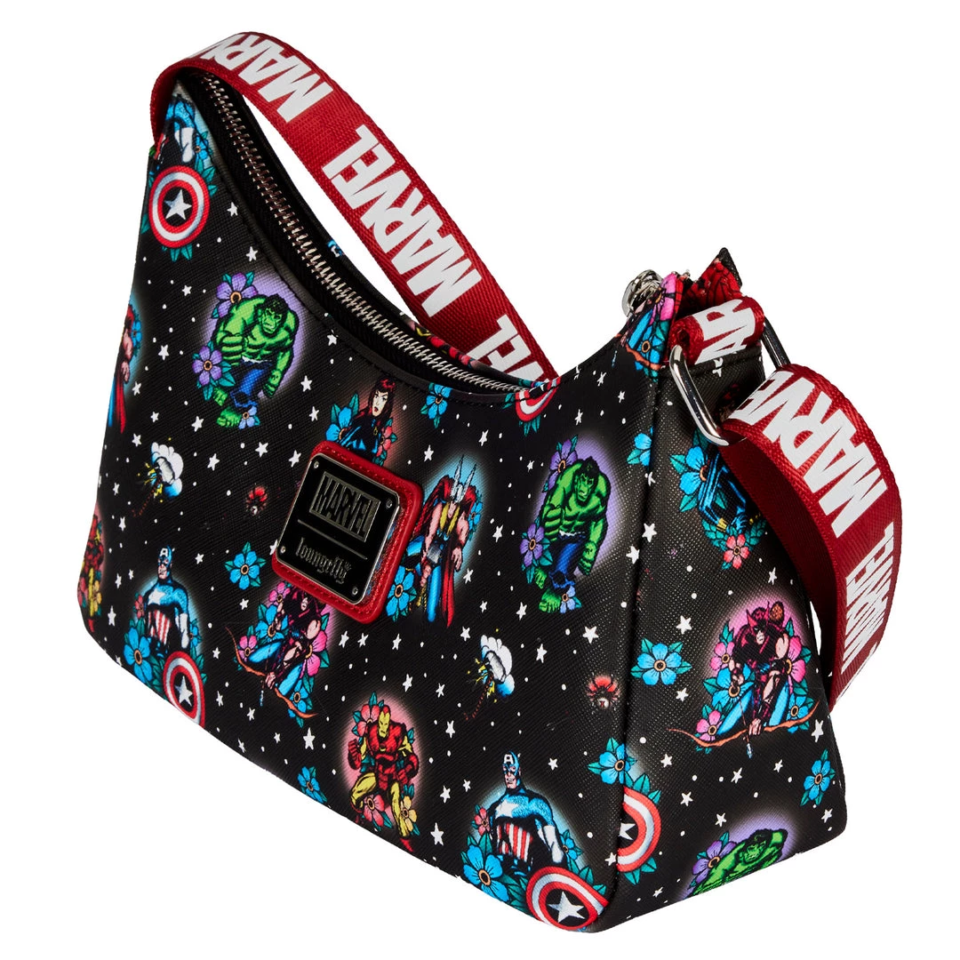 Loungefly Marvel Avengers Tattoo Coin Strap Shoulder Bag - *PREORDER* New 3 Loungefly Marvel Avengers Tattoo Coin Strap Shoulder Bag - *PREORDER* New