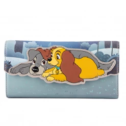 New Loungefly Disney Lady And The Tramp Wet Cement Flap Wallet
