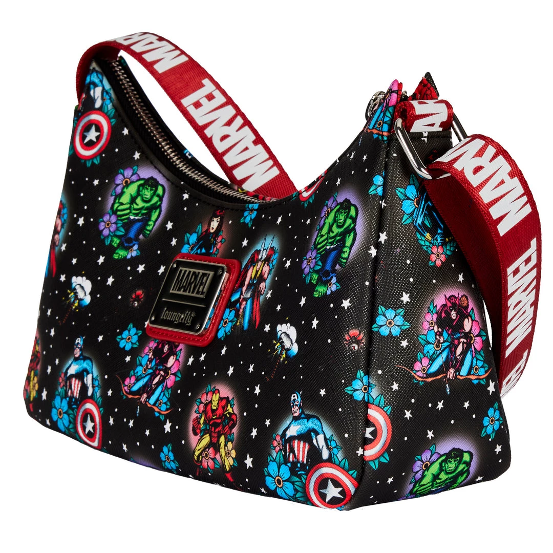 Loungefly Marvel Avengers Tattoo Coin Strap Shoulder Bag - *PREORDER* New 6 Loungefly Marvel Avengers Tattoo Coin Strap Shoulder Bag - *PREORDER* New
