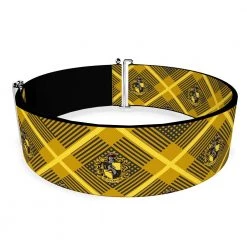 Buckle-Down New Harry Potter Hufflepuff Crest Plaid Cinch Waist Belt