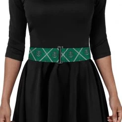 Buckle-Down Harry Potter Slytherin Crest Plaid Cinch Waist Belt