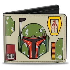 Buckle-Down New Star Wars Boba Fett Helmet Utility Elements Bi-Fold Wallet