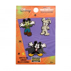 New Loungefly Disney Mickey Mouse Halloween Mickeys Enamel Pin 3-Pack - EE Exclusive