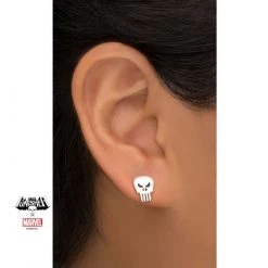 Sales One Marvel Punisher Skull Stud Earrings New