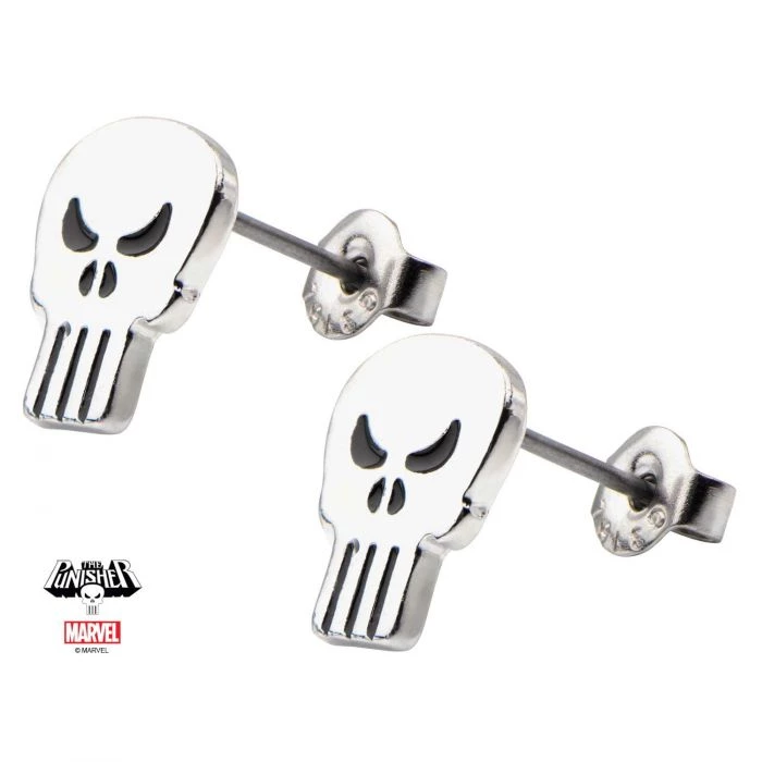 Sales One Marvel Punisher Skull Stud Earrings New 3 Sales One Marvel Punisher Skull Stud Earrings New