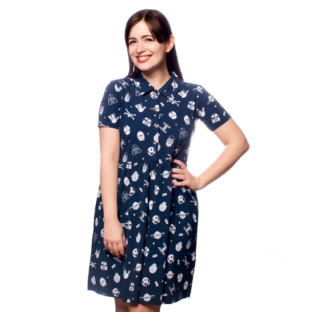 Cakeworthy Star Wars Aop Button Up Dress New 1 Cakeworthy Star Wars Aop Button Up Dress New