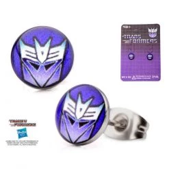 Sales One Transformers Printed Decepticon Logo Stud Earrings