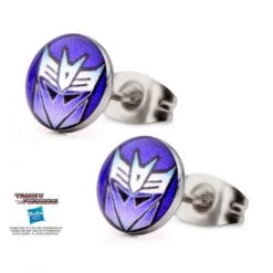 Sales One Transformers Printed Decepticon Logo Stud Earrings