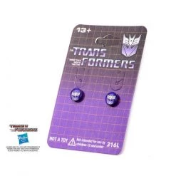 Sales One Transformers Printed Decepticon Logo Stud Earrings